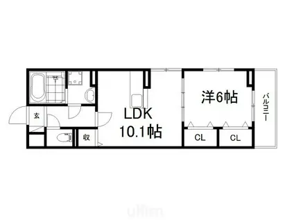 プリムローズII(1LDK/2階)の間取り写真