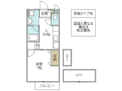 ソクラテック21A棟(1K/2階)の間取り写真