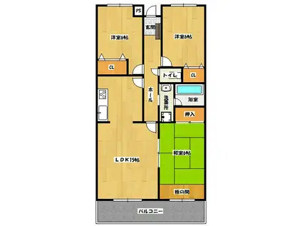 ルネス国分(3LDK/2階)の間取り写真