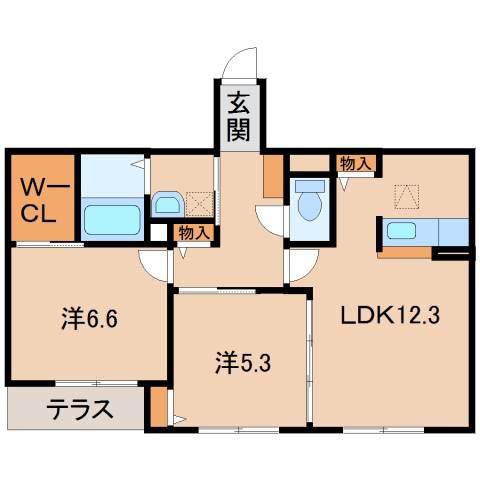 シャーメゾン中島(2LDK/1階)の間取り写真