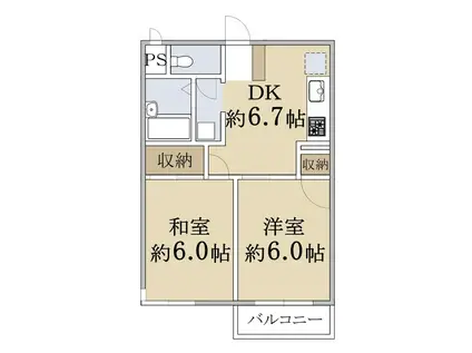 リビエール鶴見(2DK/2階)の間取り写真