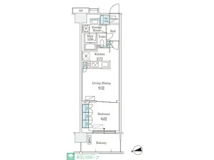 スカイグランデ津田沼(1LDK/3階)の間取り写真