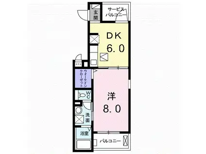 グランデ王神(1DK/1階)の間取り写真