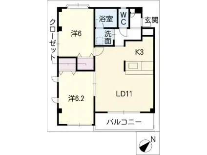 アムール神ノ木(2LDK/2階)の間取り写真