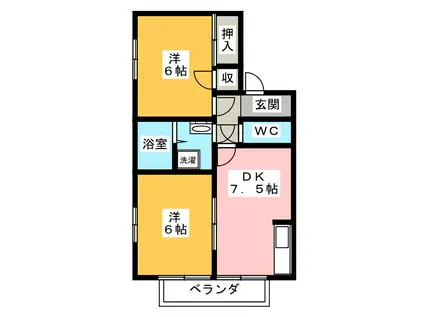 GRAN SOFIA(2DK/2階)の間取り写真