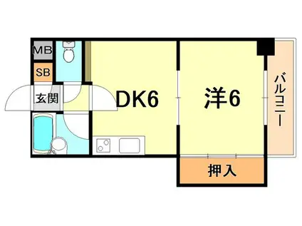 シャロームヒラノ(1DK/2階)の間取り写真