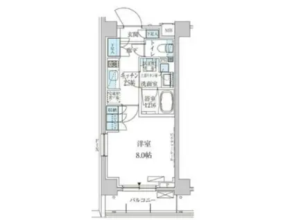 パークアクシス池上(1K/4階)の間取り写真