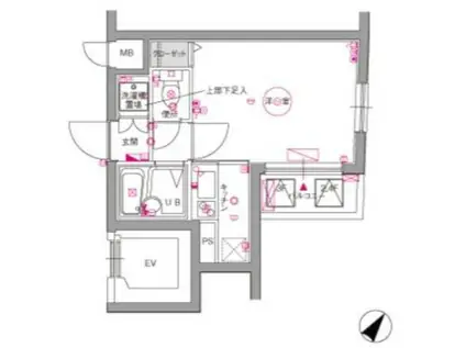 N ル・リオン目黒I(1K/4階)の間取り写真