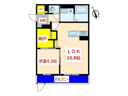 フォルトゥーナII(1LDK/1階)の間取り写真