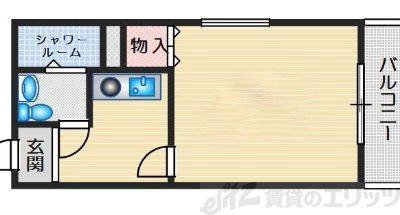 ハイツオーキタ津之江(1K/3階)の間取り写真