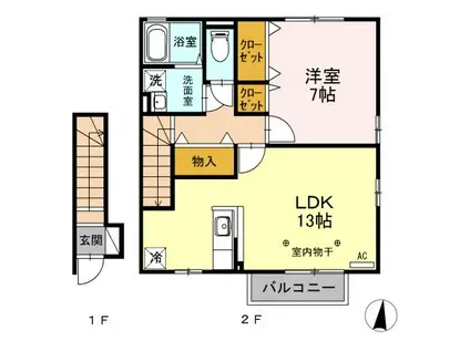 ラルジュメゾンB(1LDK/2階)の間取り写真