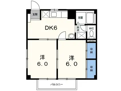 メゾンコンフォール(2DK/2階)の間取り写真
