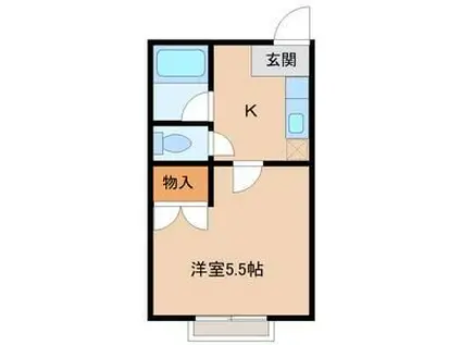 コートパレス千代田(1K/2階)の間取り写真