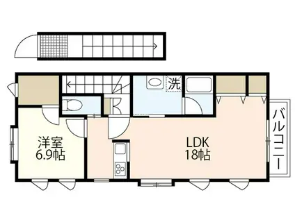 ベルフラッツ(1LDK/2階)の間取り写真