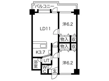ハイツサン(2LDK/3階)の間取り写真