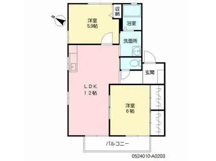 エクセラン国分II A棟(2LDK/2階)の間取り写真