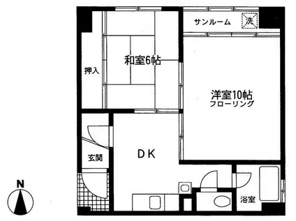三恵池袋ハイツ(2DK/10階)の間取り写真