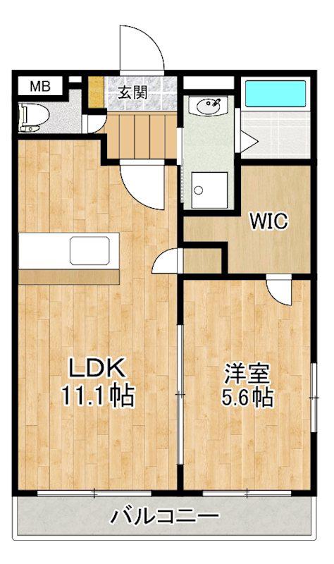 ソフィア21合川(1LDK/2階)の間取り写真
