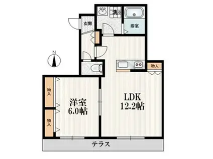 ベルーガ(1LDK/1階)の間取り写真