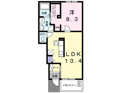 マリオ今国府町B(1LDK/1階)の間取り写真