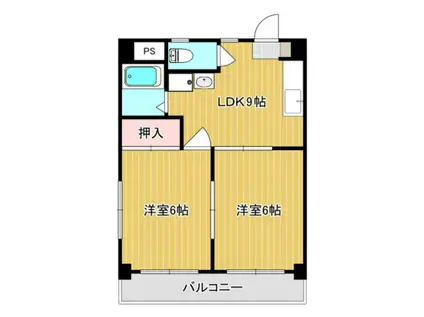 スカイハイツ富第II(2DK/4階)の間取り写真