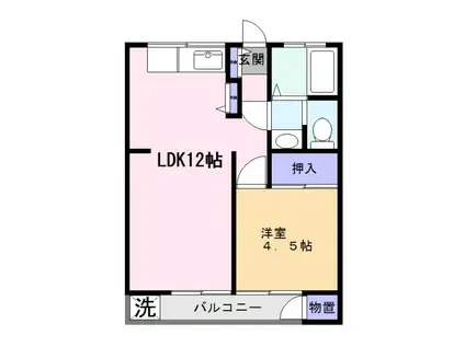 小手指エコーハイツ(1LDK/2階)の間取り写真