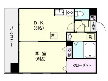 KOU TAI SHIN BUIL 西田(1DK/2階)の間取り写真