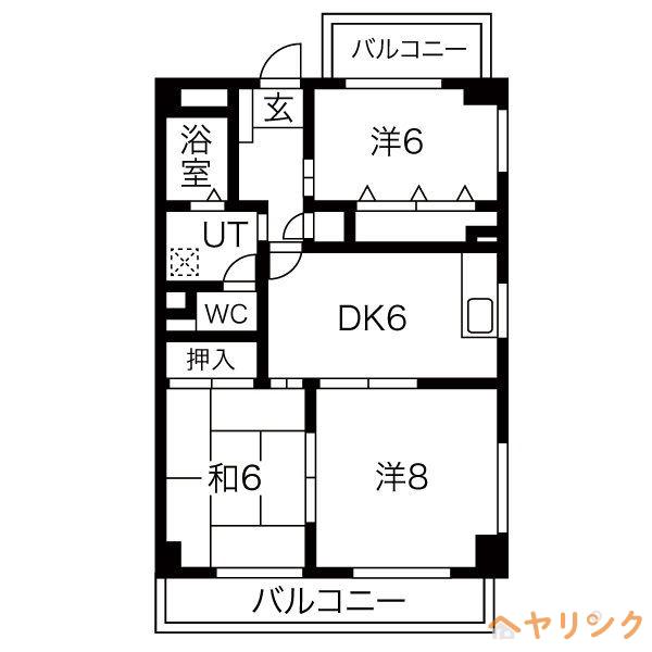 つつじヶ丘パークマンション(3DK/3階)の間取り写真