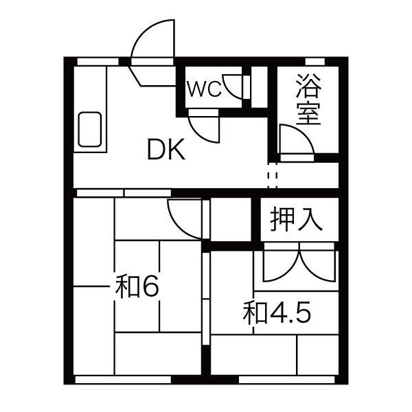 福間ハイツ(2DK/2階)の間取り写真