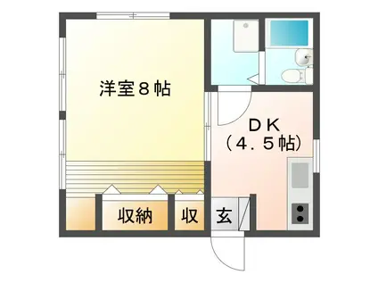 コーポパレットII別棟(1DK/2階)の間取り写真