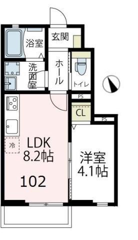 TETO-LATTE I(1LDK/1階)の間取り写真