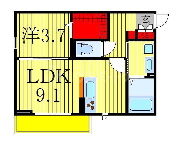 グランバニア(1LDK/1階)の間取り写真