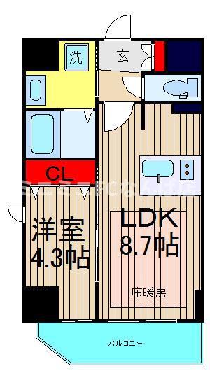 プレサンス難波クチュール(1LDK/6階)の間取り写真