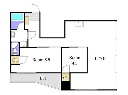 第2耐火ビル(2LDK/3階)の間取り写真