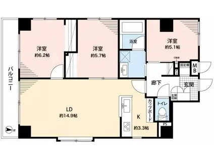 錦糸町アムフラット(3LDK/2階)の間取り写真