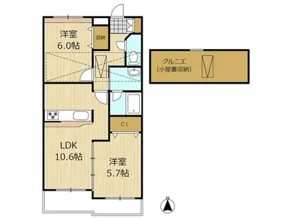 アルペンローゼ(2LDK/2階)の間取り写真