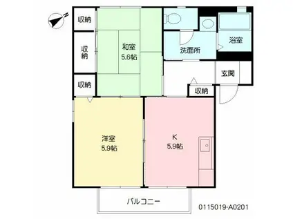 サウスERN.Q (2K/2階)の間取り写真