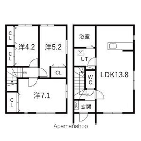 シェモア(3LDK/1階)の間取り写真