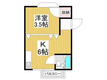 コーポソナタ(1K/1階)の間取り写真