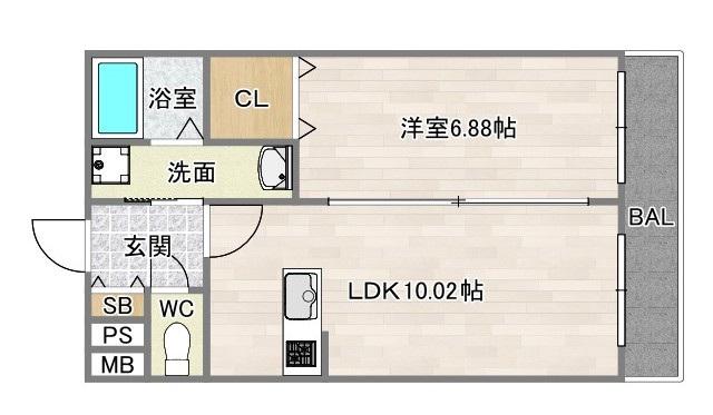 グレースショウエイ(1LDK/4階)の間取り写真