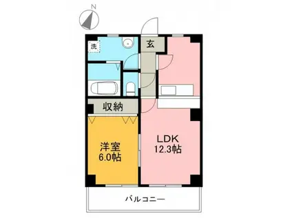 とさでん交通伊野線 鴨部駅 徒歩8分 6階建 築20年(1LDK/2階)の間取り写真