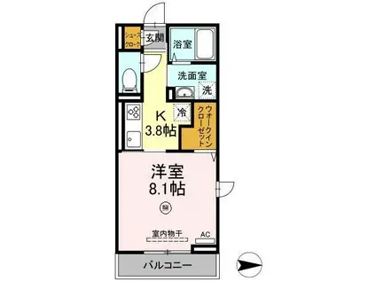 アップヒルズ(1K/2階)の間取り写真