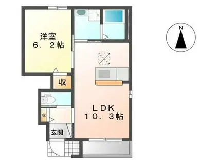 ツインズI(1LDK/1階)の間取り写真