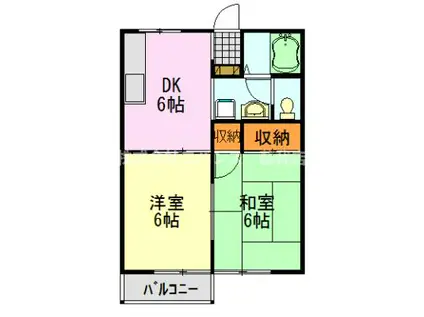 オーティアス1(2DK/1階)の間取り写真