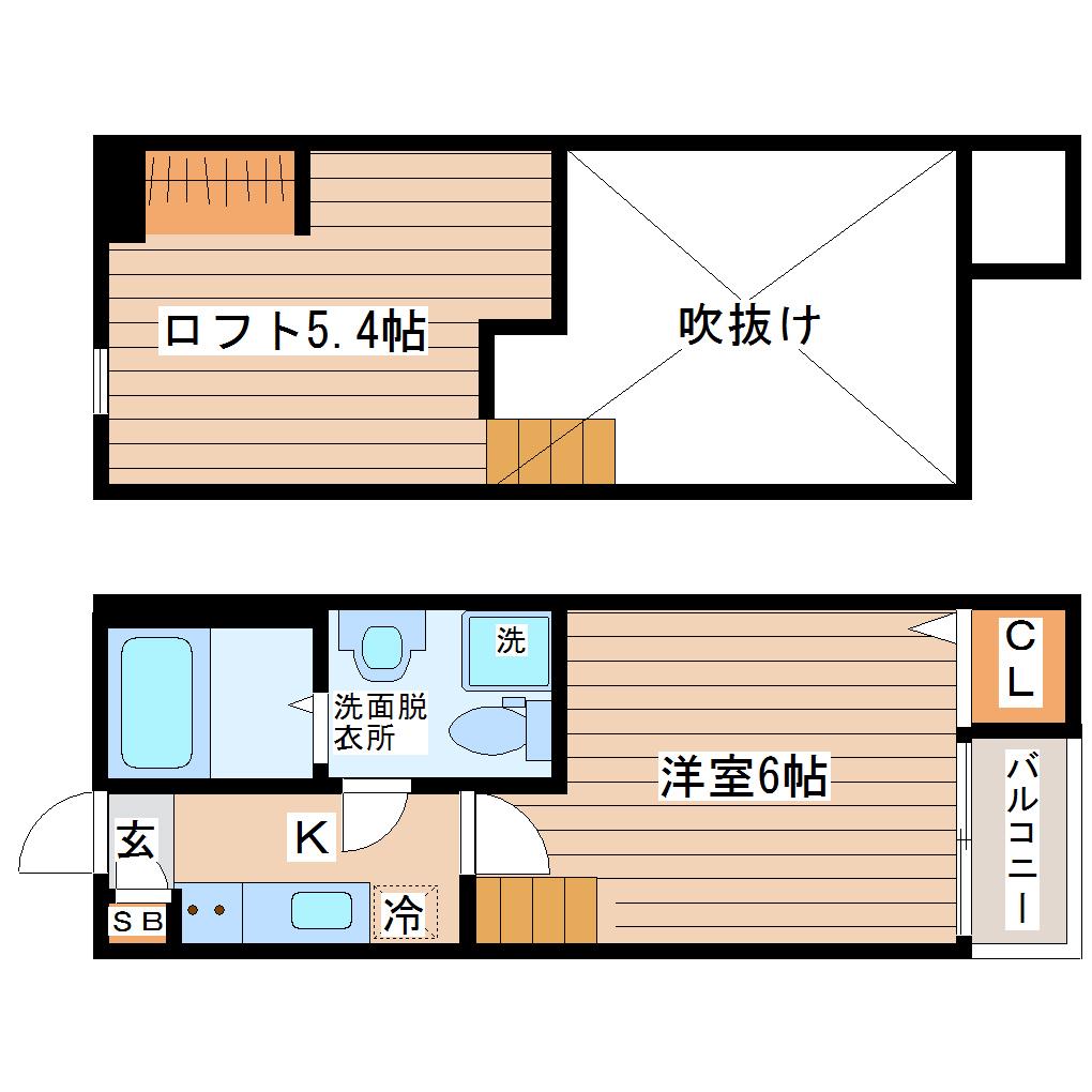 REVEUR大野田(1K/1階)の間取り写真