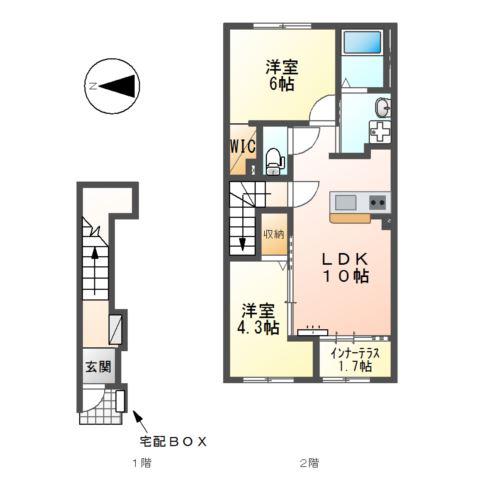 ベラ・カーサ(2LDK/2階)の間取り写真