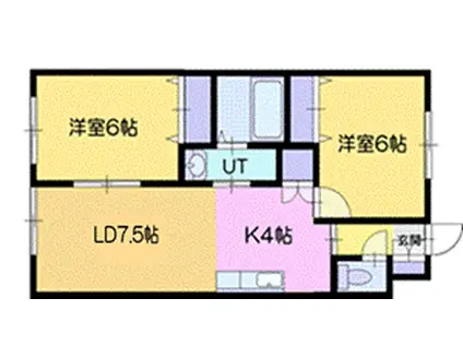 イーストウォームス(2LDK/2階)の間取り写真