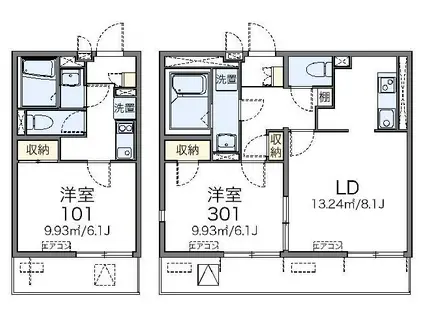 レオネクストリッカティル(1K/3階)の間取り写真