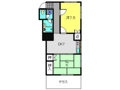 メゾングリム(2DK/1階)の間取り写真