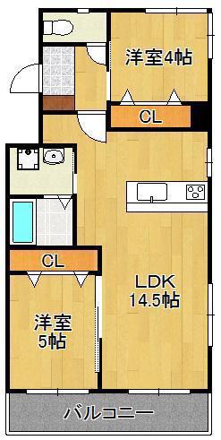 第60川崎ビル(2LDK/3階)の間取り写真